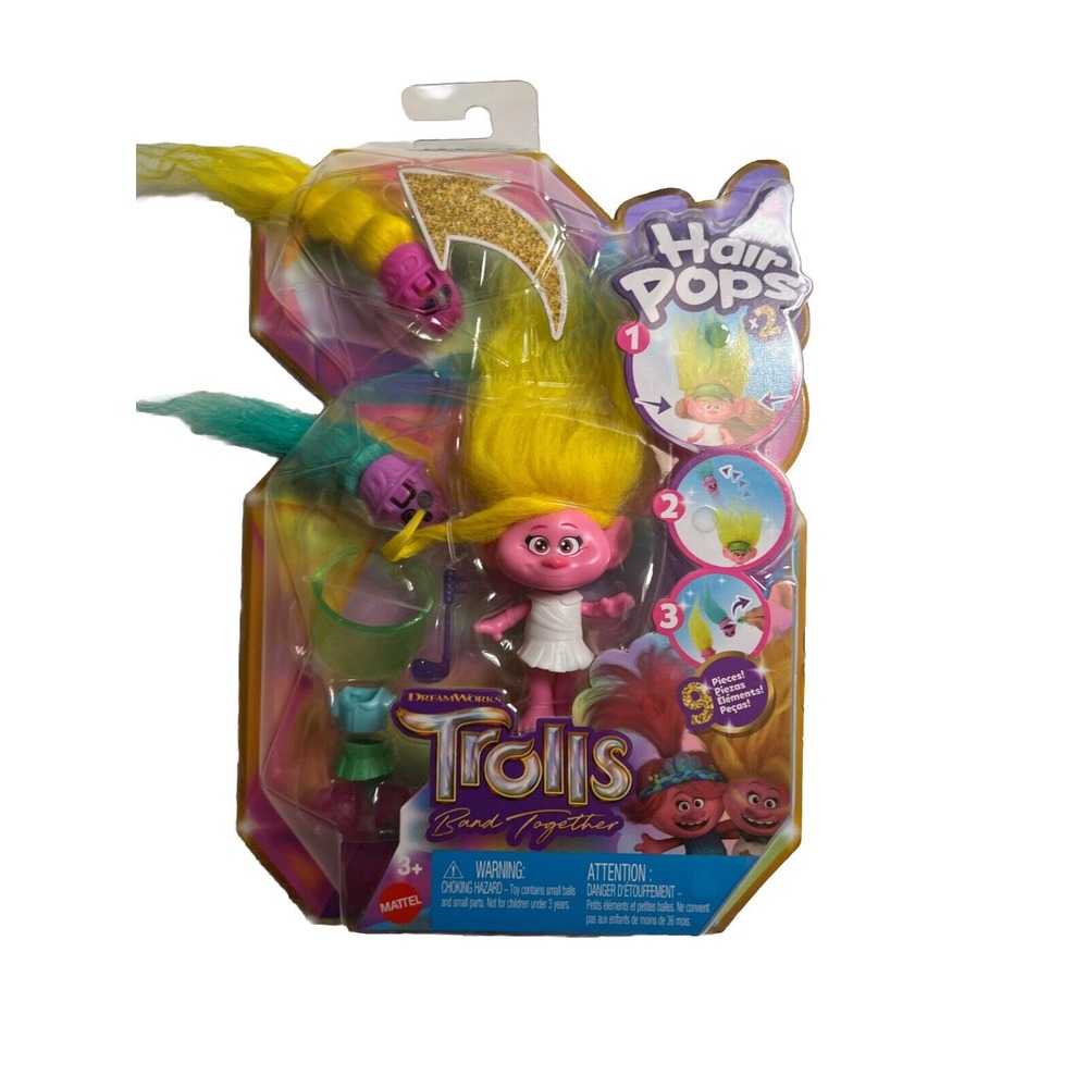 Dreamworks‎ Trolls Band Together Hair Pops Doll Yellow Hair Toy